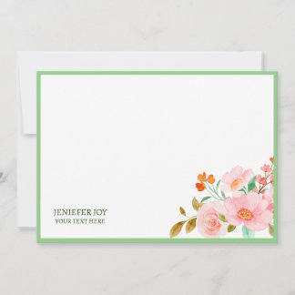 Modren chic pastel  Rosa Greenery Note Card Inbjudningar