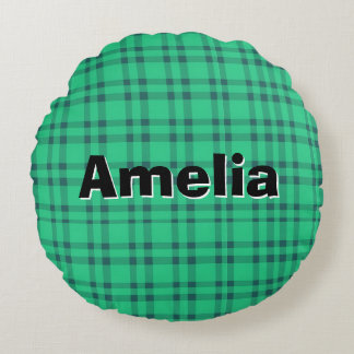 Modren elegant  Green check  Rund Kudde