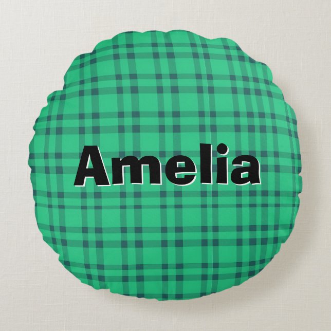 Modren elegant  Green check  Rund Kudde (Framsidan)