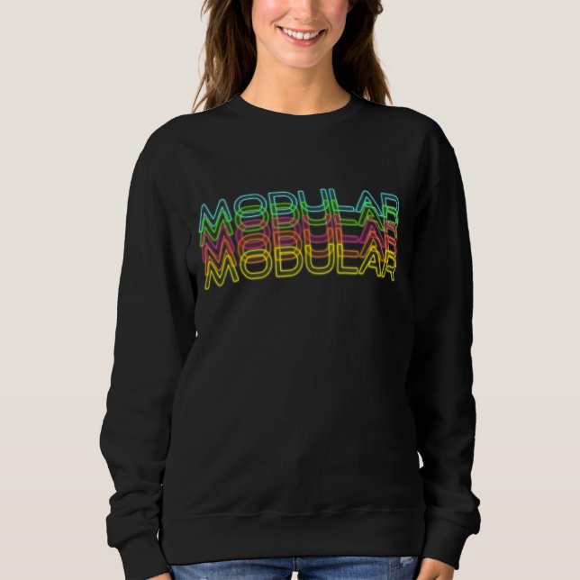 Modulär 80s Retro Analog Synthwave Synthesizer T Shirt (Framsida)