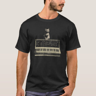 Modulär Synthesizer Keyboard Musik Producent Katt T Shirt