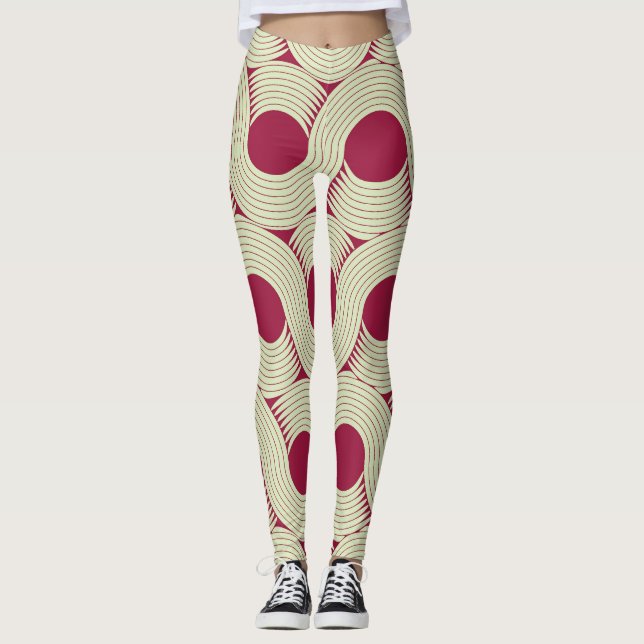 Moebius Rand: Oändligt Red Grönt Tile Leggings (Framsida)