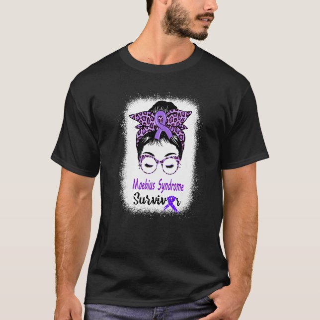 Moebius Syndrome Survivor Messy Bun Moebius Facial T Shirt (Framsida)