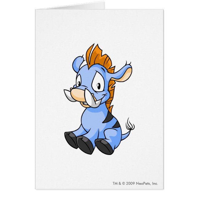 Moehog blått hälsningskort (Framsidan)