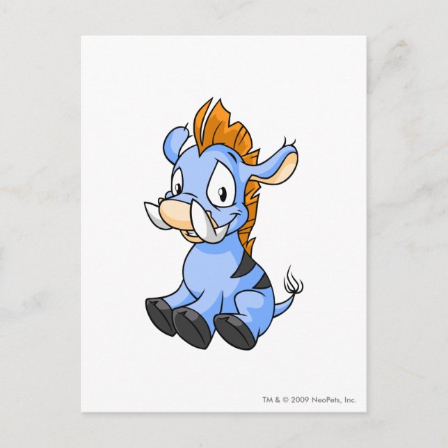 Moehog blått vykort (Framsida)