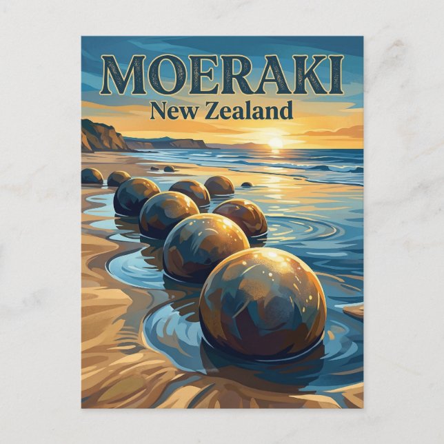 Moeraki-blocken Nya Zeeland Vykort (Framsida)