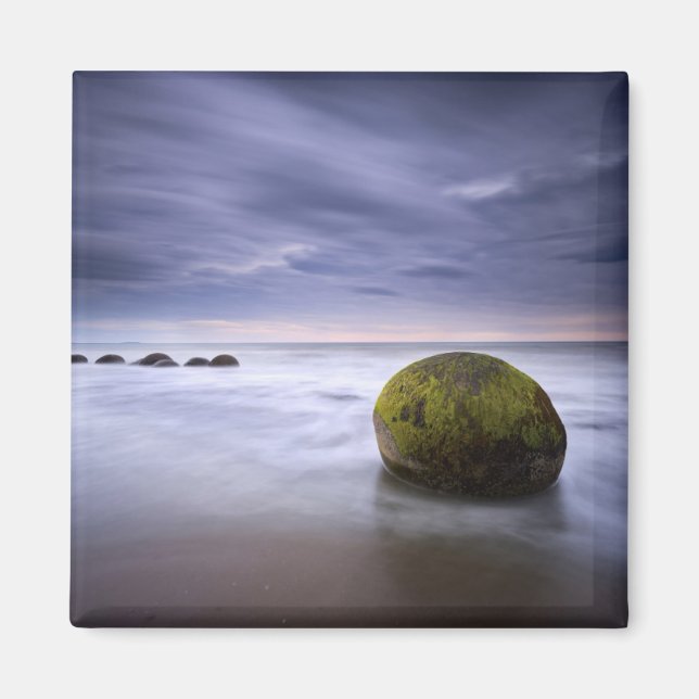 Moeraki Boulders Sunrise Sjölandskap Magnet (Framsidan)