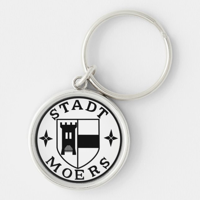 Moers stads-, Tyskland Rund Silverfärgad Nyckelring (Framsidan)