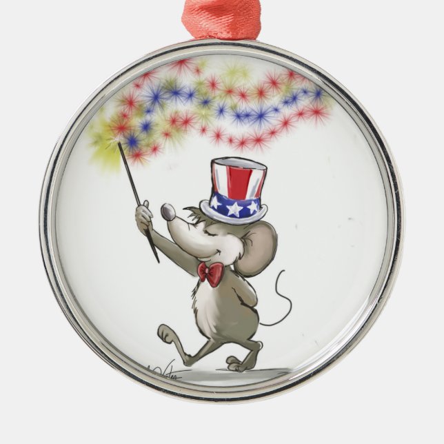 Moes Lycklig 4:e juli Premium Round Ornament (Framsidan)