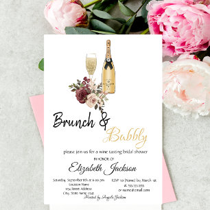 Moet Glas Floral Brunch & Bubbly Bröllopsfest Inbjudningar