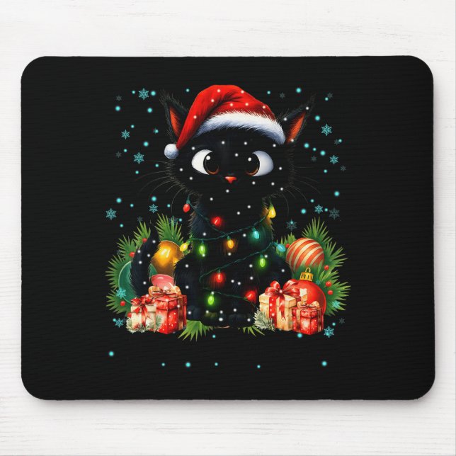 Moewy Christmas Black Cute Cat Santa Hat Xmas Wome Musmatta (Framsidan)
