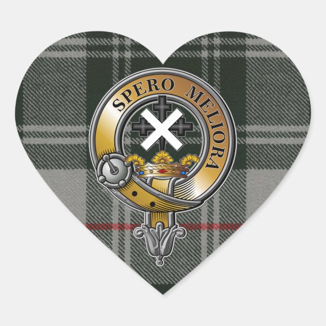 Moffat Tartan & Badge Hjärtformat Klistermärke (Framsida)