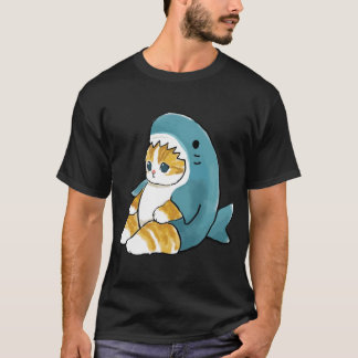 Mofu Sand Cute Cat Teckning i hajutrustning T Shirt