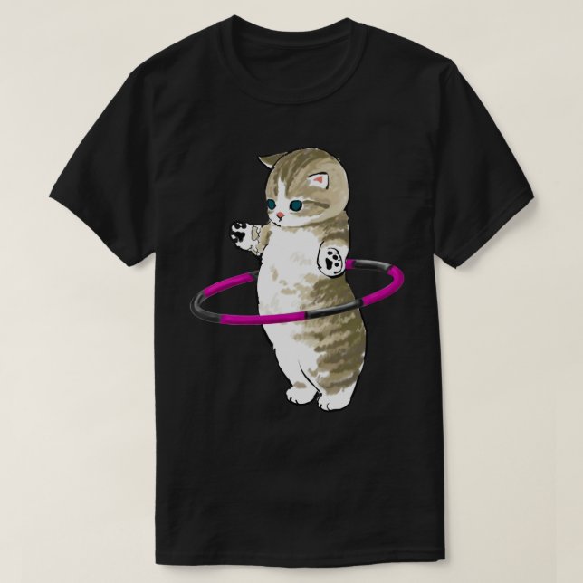 Mofu Sand Cute Cat Teckning med Hula Ring T Shirt (Design framsida)