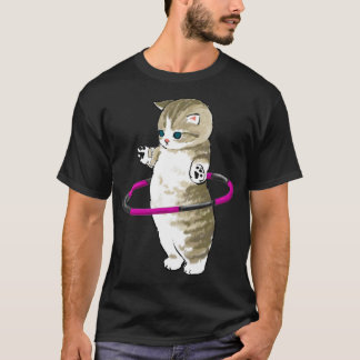Mofu Sand Cute Cat Teckning med Hula Ring T Shirt