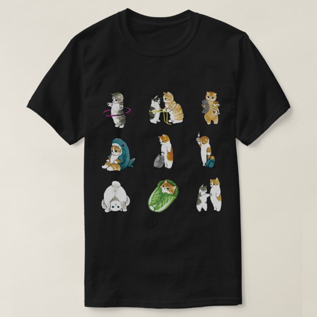 Mofu Sand Cute Cat Teckning Mönster och Pack 1 T Shirt (Design framsida)