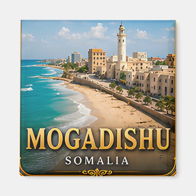 Mogadishu Indiska oceanen och historisk fyr Magnet (Framsidan)