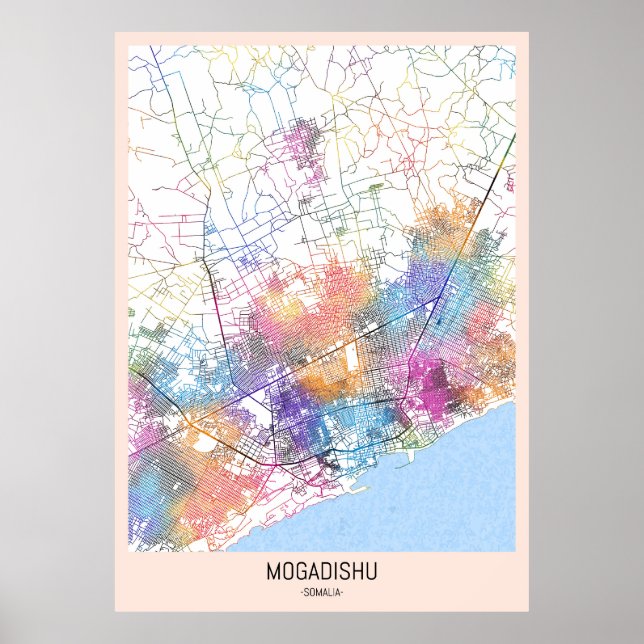 Mogadishu Somalia City Karta Poster (Framsidan)
