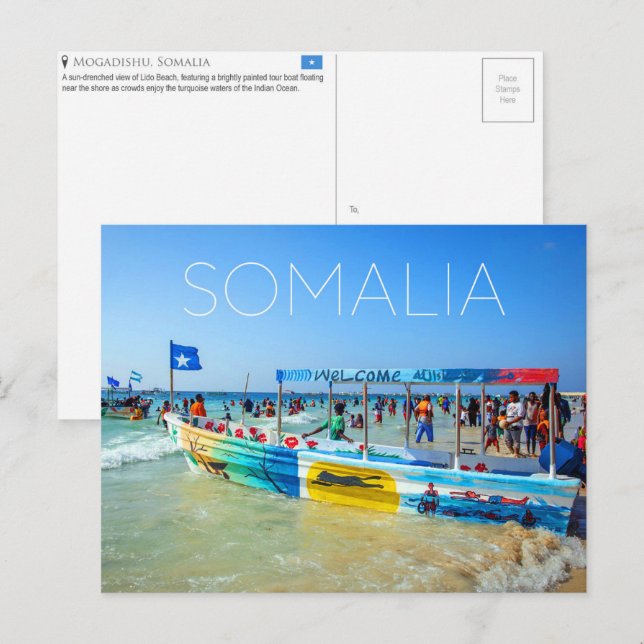 Mogadishu, Somalia Reseminningskort Vykort (Fram/baksida)
