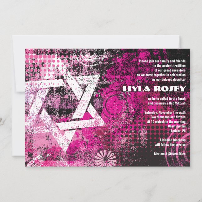 Mogen David Cirkulär Star Bat Mitzvah-inbjudan Inbjudningar (Framsida)