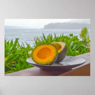 Mogen halv Reed-avokado på Kauai, Hawaii Poster