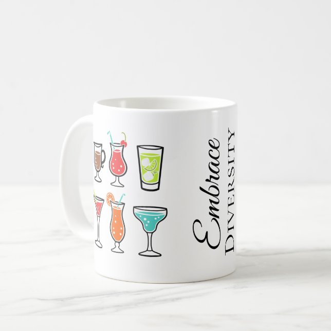 Moget drinkar omfamnar mångfald Svanbröllop Kaffemugg (Framsida vänster)