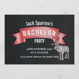 Moget sällskapsfest Röd banderoll Svart metallstru Inbjudningar