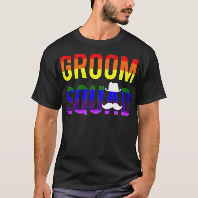 Moget Sjungbrud Gay Pride Brudgum Sällskap bästa v T Shirt (Framsida)
