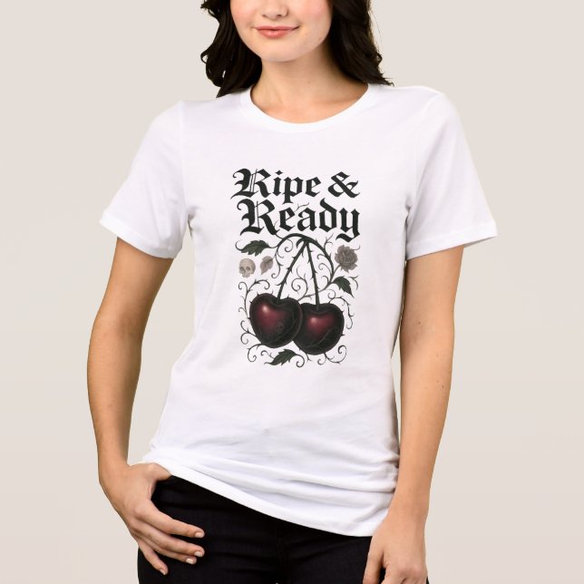 Mogna & färdiga körsbär gotisk grafik t shirt (Framsida)