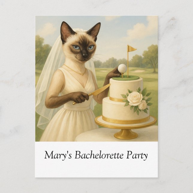 MOGNA SÄLLSKAPSDAMEN SÖKER GOLF-RESOR FÖR KATTÄGAR VYKORT (Framsida)