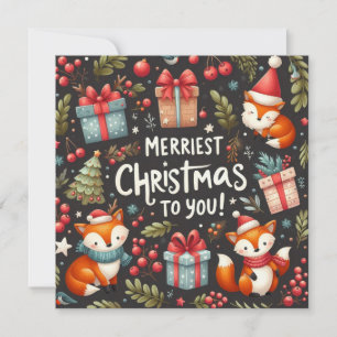 Mognadskortet Merriest jul Forest fantasi Helgdag Julkort