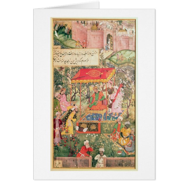 Mogulkejsaren Babur mottar envoysna Uzbeg Hälsningskort (Framsidan)