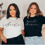 MOH Cute Script Bachelorette/Brudens sida T Shirt<br><div class="desc">Vi lägger alltid till nya mönster varje dag!</div>