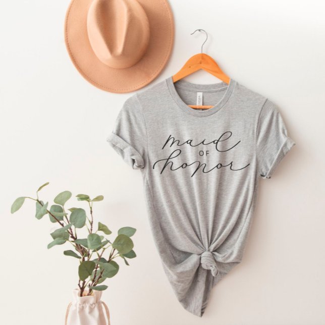 MOH Cute Script Bachelorette/Brudens sida T-Shirt (Skapare uppladdad)
