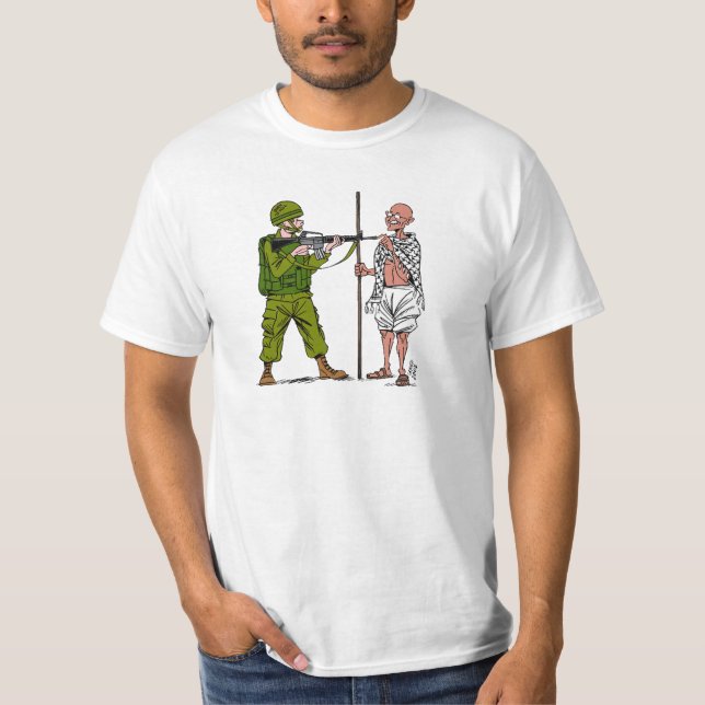 Mohandas Gandhi mot våld & ockupation Tee Shirt (Framsida)