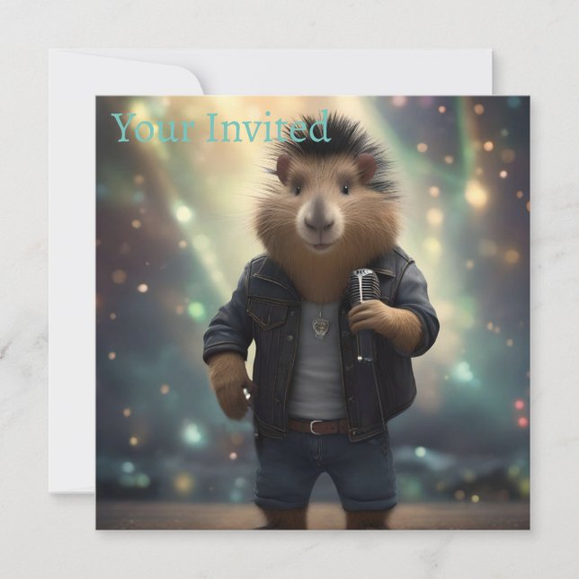 "Mohawk Capybara: Rockin' floden!" Inbjudningar (Framsida)