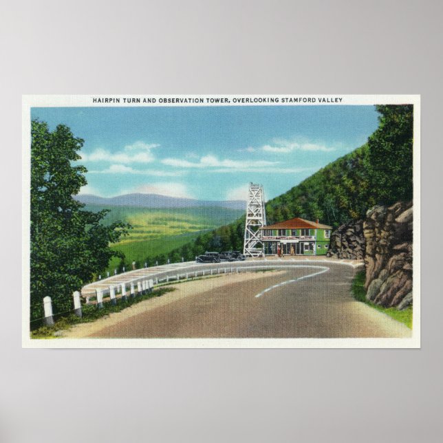 Mohawk Trail Hairpin Turn & Observation Torn Poster (Framsidan)