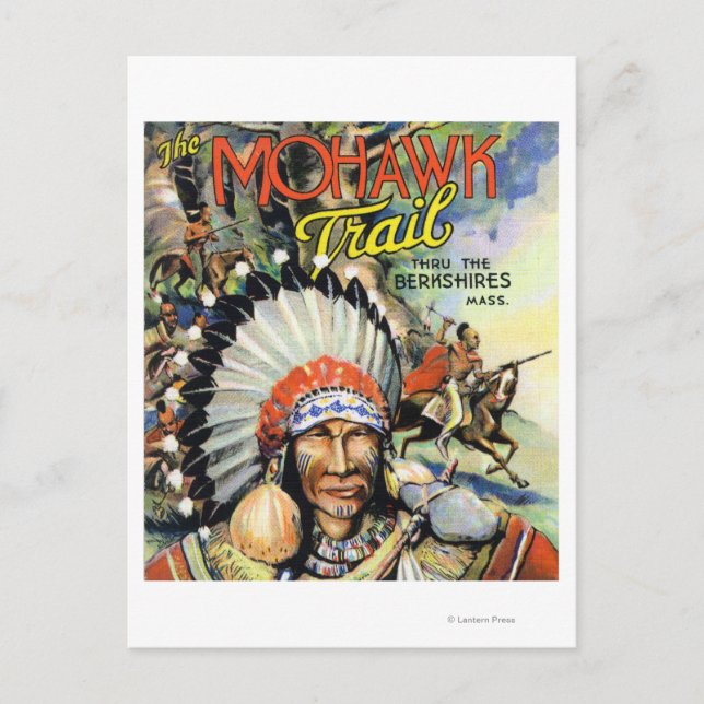 Mohawk Trail, Mohawk Indians vy Vykort (Framsida)