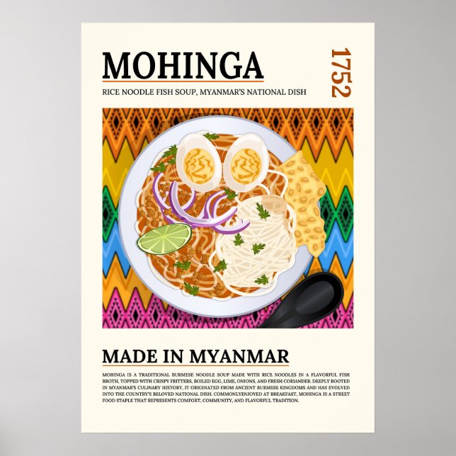 Mohinga Traditional Burmese Fish Noodle Soup Poster (Framsidan)