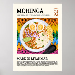 Mohinga Traditionell burmesisk fisksoppa med nudla Poster