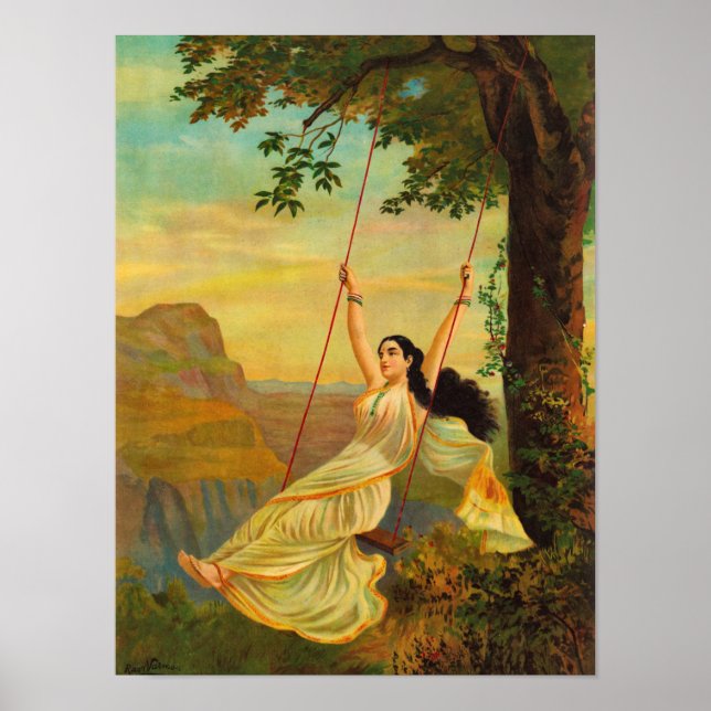 Mohini eller Temptress av Raja Ravi Varma Poster (Framsidan)