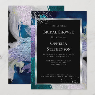 MÖHIPPA Abstrakt av Elegant Bold Teal Lilac Inbjudningar
