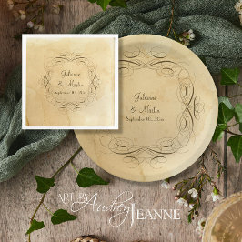 Möhippa Antik Forngamla Kalligrafi Slingor Pappersservett