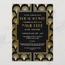 Möhippa Artikel Deco 1920's Black and Guld Party Inbjudningar