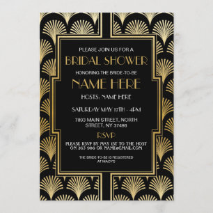 Möhippa Artikel Deco 1920's Black and Guld Party Inbjudningar