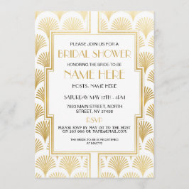 Möhippa Artikel Deco 1920's White and Guld Party Inbjudningar