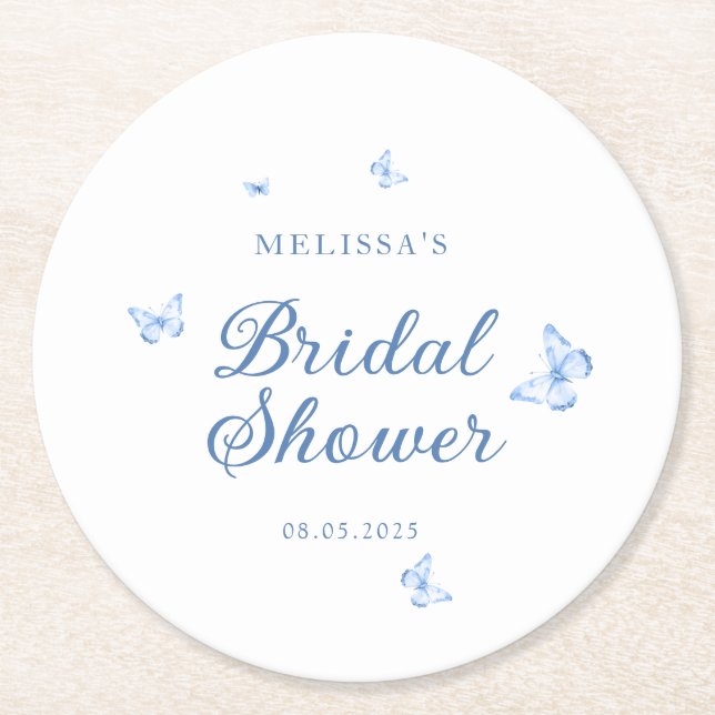 Möhippa av blå och vit kinesisk Elegant Underlägg Papper Rund (Framsidan)