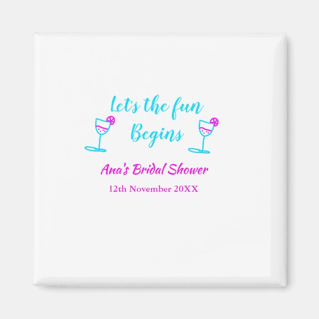 Möhippa av blått rosa av vinglas låt oss roligt magnet (Framsidan)