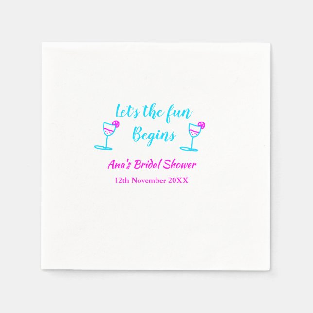 Möhippa av blått rosa av vinglas låt oss roligt pappersservett (Framsidan)