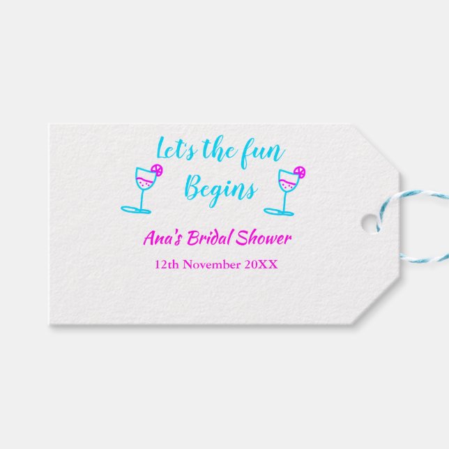 Möhippa av blått rosa av vinglas låt oss roligt presentetikett (Framsidan (Horisontell))